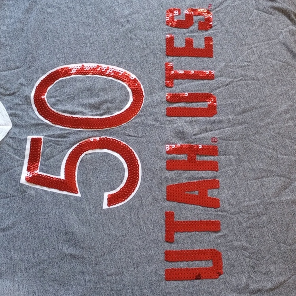 NWT Victoria's Secret Pink Sequin T-Shirt XS Utah Utes Collegiate Collection - Picture 3 of 9